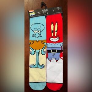 SPONGEBOB SQUAREPANTS ODD SOX NOVELTY CREW SOCKS NWT MEN’S SHOE SIZE 6-13